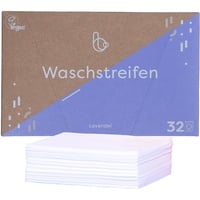 Brauzz Waschmittel Blätter Lavendel - 32 Waschstreifen zum Wäsche waschen, vegane und wasserlösliche Waschblätter mit Lavendel Duft, Color Vollwaschmittel für bunte, weiße und schwarze Wäsche