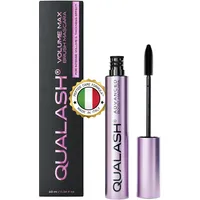 Mascara mit Wimpernserum-Effekt – QUALASH® Volume Max 10 ml – schwarze Wimperntusche für extremes Volumen, Länge & Schwung, pflegende vegane Mascara, empfohlen für rei ältereFrauen, ohne Verschmieren