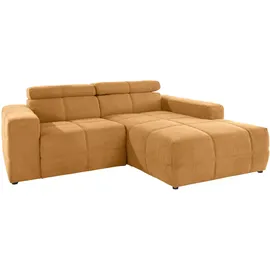 DOMO collection »Brandon Sitzbelastung 140 kg, kleine Ausführung B/T/H: 214/100/80 cm«, Mit Kopfteilverstellung, auch in Leder und Cord, L-Form orange