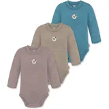 Normani Outdoor Sports 3er Pack Baby Merino Langarmbody „Tuai" in Blau/Beige/Rosa | Gr.: 68