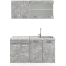 Vicco R-line Küchenzeile Single 140 cm beton optik/weiß