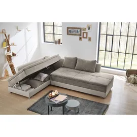 luma-home Eckcouch Kunstleder 3-Sitzer Graubraun/Beige