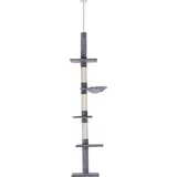 Kratzbaum Deckenhoch Grau Höhenverstellbarer Katzenbaum Mit Sisalsäulen, Für Klettern & Kratzen, 40x34x230-260cm