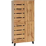 Mendler Schrank HWC-M46, Highboard Regalschrank Garderobenschrank Hochschrank, 4 Türen 8 Staufächer, 162x80x32cm, naturfarben