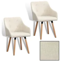 Estexo Esszimmerstuhl Küchenstuhl Stuhl 2er Set Vintage Essstuhl Stoffbezug Holz Stühle Beige