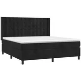 vidaXL Boxspringbett mit Matratze & LED Schwarz 180x200 cm Samt