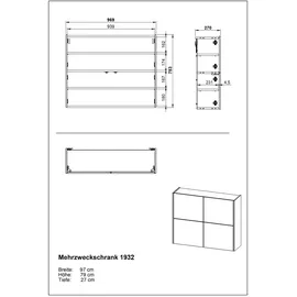 Germania Binetto Hängeschuhschrank 97 x 27 x 79 cm Beige