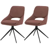 Mendler 2er-Set Esszimmerstuhl HWC-N73, Küchenstuhl, drehbar Auto-Return, Stoff/Textil Boucle (540g/m2) Öko-Tex ~ braun