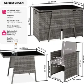 Tectake Lausanne Set 3-tlg. grau