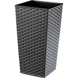 Rattan Blumentopf, Mit Einlage, Pflanzkübel, 30 Cm, Graphit - Kadax