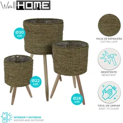 WellHome - 3er Set Blumentöpfe Ø22Ø26Ø30cm