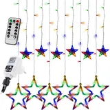 Voltronic 12 Sterne 150 LED Lichtervorhang Lichterkette Innen Außen Party Deko - Weiß/Bunt