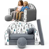 TUPPI Kindersofa mit Schlaffunktion 168x98 cm - Kindersofa Ausklappbar - Kinder Sofa für Kinderzimmer - Samtweicher Velours - 4-teilig inkl. Kissen & Puff