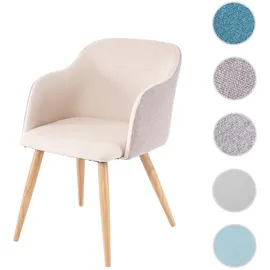 MCW Esszimmerstuhl MCW-D71, Stuhl Küchenstuhl, Retro Design, Armlehnen Stoff/Textil ~ creme-beige