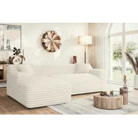 Home Affaire Ecksofa HOME AFFAIRE "LILLIANA Designsofa, L-Form mit Recamiere rechts/links bestellbar", beige (creme), B:256cm H:76cm T:160cm, 100% Polyester, Sofas, Ecksofa, L-Form mit Wellenunterfederung, Maße B/T/H: 256/160/76 cm