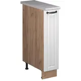 Vicco Apothekerschrank Fame-Line, Weiß Landhaus/Goldkraft Eiche, 20 cm, AP Marmor, zur Kombination mit weiteren Modulen der Fame-Line Serie