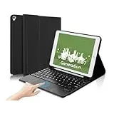 IVEOPPE Hülle mit Tastatur für iPad 9 Generation Con Touchpad, Tastatur für ipad 10.2", Bluetooth Magnetisch Abnehmbarer QWERTZ Keyboard für iPad 10.2 Zoll 9/8/7 Generation, Air 3. Gen., Schwarz