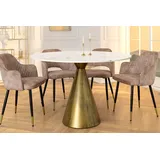 riess-ambiente Esstisch ELEGANCIA 100cm messing / weiß · runder Bistrotisch mit Marmor-Platte (Einzelartikel, 1-St), Säulenfuß aus Eisen · Küchentisch · handmade · Modern Design weiß