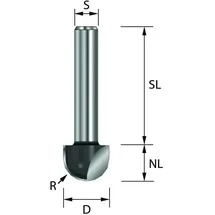 Edessö HW Hohlkehlfräser Z=2 Durchmesser 12 mm