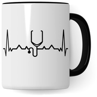 Tasse Stethoskop, Geschenk Arzt & Ärztin, Doktor & Doktorin Kaffeetasse mit stethoskop Herzschlag Motiv, Humanmedizin Mediziner Medizinstudent Geschenk-Idee Arzt Kaffee-Becher