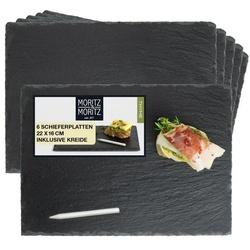 Moritz & Moritz Servierplatte Schieferplatte - Schieferset Thyme, Schiefer, (Thyme, 7-tlg), 22 x 16 cm 6er Set schwarz