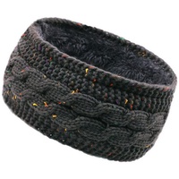 CHENGZI Plüsch-Wolle, gestricktes Stirnband, Winter-Stirnbänder für Damen, Zopfstrick-Stirnbänder, Winter, grobe Ohrenwärmer, geeignet für den Alltag und Sport, dunkelgrau