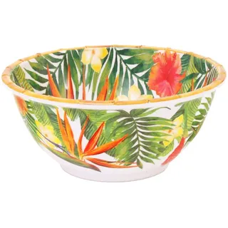 Les Jardins de la Comtesse - Tiefe, große Salatschüssel - reines Melamin - 25 cm - Exotische Blumen - Rot/Grün - Schüssel : Kollektion MelARTmine - Unzerbrechliches Geschirr