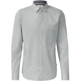 s.Oliver Slim Fit: Fein gemustertes Baumwollhemd mit Kentkragen - weiß XL
