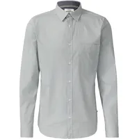 s.Oliver Slim Fit: Fein gemustertes Baumwollhemd mit Kentkragen - weiß XL