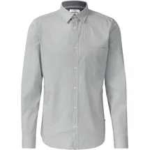s.Oliver Slim Fit: Fein gemustertes Baumwollhemd mit Kentkragen - weiß XL