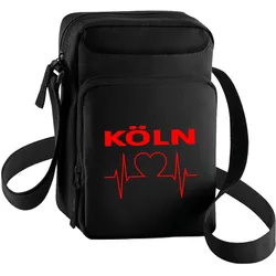 multifanshop Umhängetasche - Köln - Herzschlag - Druck rot - Tasche