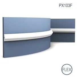 Orac DECOR PX103F AXXENT Flexible Wandleiste Zierleiste Friesleiste Weiß 2 m 200 cm x 2,5 cm x 1,2 cm Weiß