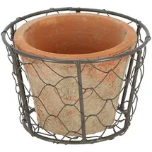Esschert Design Aged Terracotta-Topf im Drahtkorb