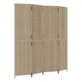 vidaXL Paravent 4-tlg. Beige Poly Rattan - Beige