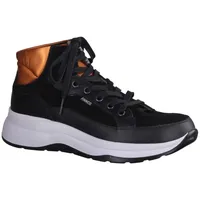 Finn Comfort Daytona Schwarz/Arancia - sportlicher Schnürschuh - Marken, Schwarz, leder (nappaseda/nubuk/diesel) für Damen, schwarz, Größe 39
