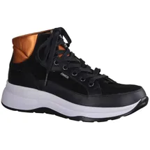 Finn Comfort Daytona Schwarz/Arancia - sportlicher Schnürschuh - Marken, Schwarz, leder (nappaseda/nubuk/diesel) für Damen, schwarz, Größe 39