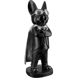 Casablanca by Gilde Casablanca Deko Figur Skulptur Hund mit Brille Umhang - Dekoration Wohzimmer - Farbe: Schwarz - Höhe 34 cm