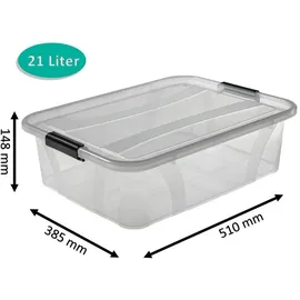 logiplast gmbh Aufbewahrungsboxen Set 21 Ltr. + 32 Ltr. + 55 Ltr. 3-tlg. transparent