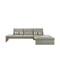 KOINOR Leder-Ecksofa mit Massivholzrahmen aus Wildeiche Humfrey ¦ grau ¦ Maße (cm): B: 314 H: 93 T: 159