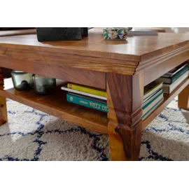 MASSIVMOEBEL24.DE Couchtisch Oxford Braun Akazie 85 x 85 x 45 cm