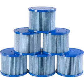 Arebos Poolfilter, 6X Filterkartuschen Spa Whirlpools, Antimikrobieller Filter, Sonstiges Poolzubehör, Blau