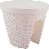 Geländertopf Rattan-optik Balkontopf Balkonkasten Hängetopf Blumentopf Balkon - Cremeweiß