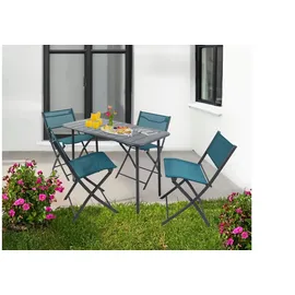VCM Gartenmöbel 5er-Set - türkis/petrol ¦ Maße cm B. 110 H. 72