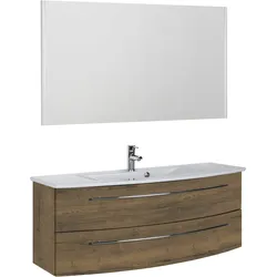 Badmöbel-Set MARLIN "3040", braun (eiche struktur braun, eiche struktur braun), B:120cm, Kastenmöbel-Sets, Breite 120 cm
