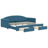 vidaXL Tagesbett Ausziehbar mit Schubladen Blau 90x200 cm Samt