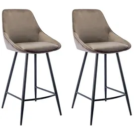 vente-unique Barhocker 2er-Set Samt  Taupe Schwarz
