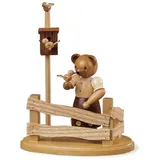 Müller Kleinkunst GmbH Seiffen Bärensammelfigur Bärenfrau am Gartenzaun natur klein H= 14 cm NEU