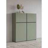 INOSIGN Highboard »Cross, moderne grifflose Hochkommode mit 4 Türen,Türkommode«, Hochschrank, Höhe 139 cm mit viel Stauraum, Einlegeböden verstellbar, grün