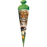 ROTH Schultüte Tiger 70 cm groß - rund mit Filzverschluss, Zuckertüte Wildtier