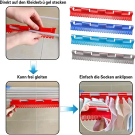 rpstrading 4 Stück Sockentrockner Wäscheständer,Winddicht Trockengestell,Kunststoff Aufhänger für Socken, Unterwäsche, Kleine Kleidung